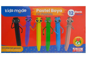 Kids Mode Yağlı Altıgen 12 Renk Pastel Boya