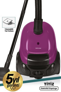 Goldmaster Titiz 700 W Yatay Hepa Filtreli Toz Torbalı Süpürge Mor