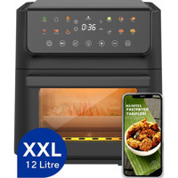 Kumtel HAF-10 XXL Airfryer 12 lt Tek Hazneli Yağsız Siyah Sıcak Hava Firtözü