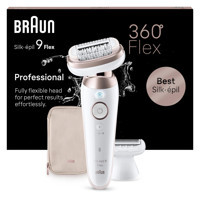 Braun 9 Flex 9-030 Koltuk Altı Genital Bölge Bacak İçin 40 Cımbızlı Kablosuz Işıklı Epilasyon Cihazı Beyaz-Gold