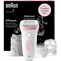 Braun 7 7-060 Koltuk Altı Genital Bölge Bacak İçin 40 Cımbızlı Kablosuz Işıklı Epilasyon Cihazı Beyaz-Pembe