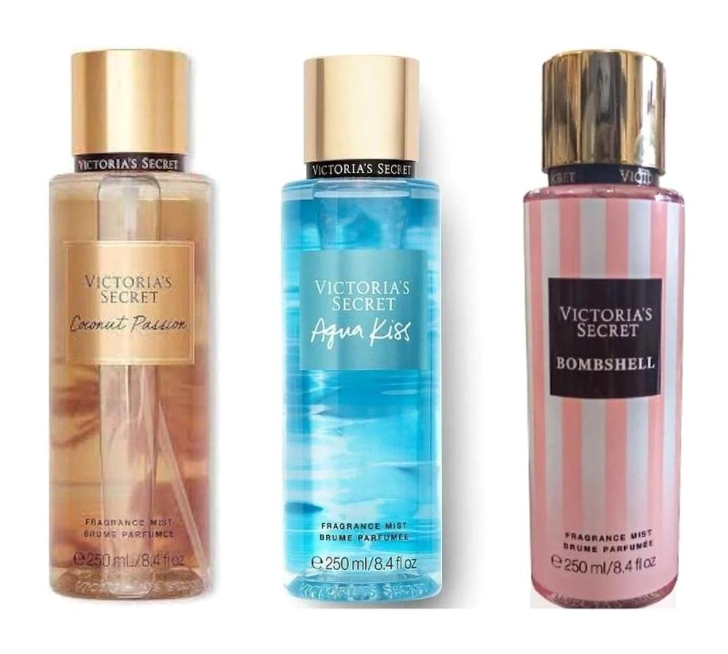 Victoria's Secret Coconut Passion-Aqua Kiss-Bombshell Kadın Vücut Spreyi 3x250 ml