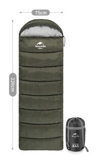 Naturehike U250 -10 Derece Elyaf Kış Dağcılık Tek Kişilik Yetişkin Uyku Tulumu Haki