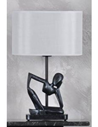Qdec İnsan Kumaş Başlıklı Beyaz Gümüş Metal Ayaklı Abajur