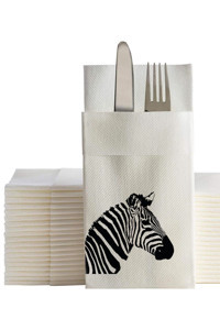 Ake Kağıt Zebra Desenli Cepli Kağıt Peçete 50'li