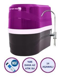 Oxygen Water 14 Aşamalı Kapalı Kasa Tezgah Altı Su Arıtma Cihazı Mor