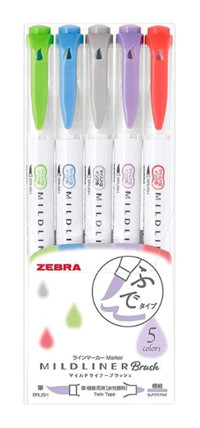 Zebra Çift Taraflı 5'li Renkli Fosforlu Kalem Seti
