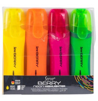 Serve Berry 4'lü Neon Renkli Fosforlu Kalem Seti