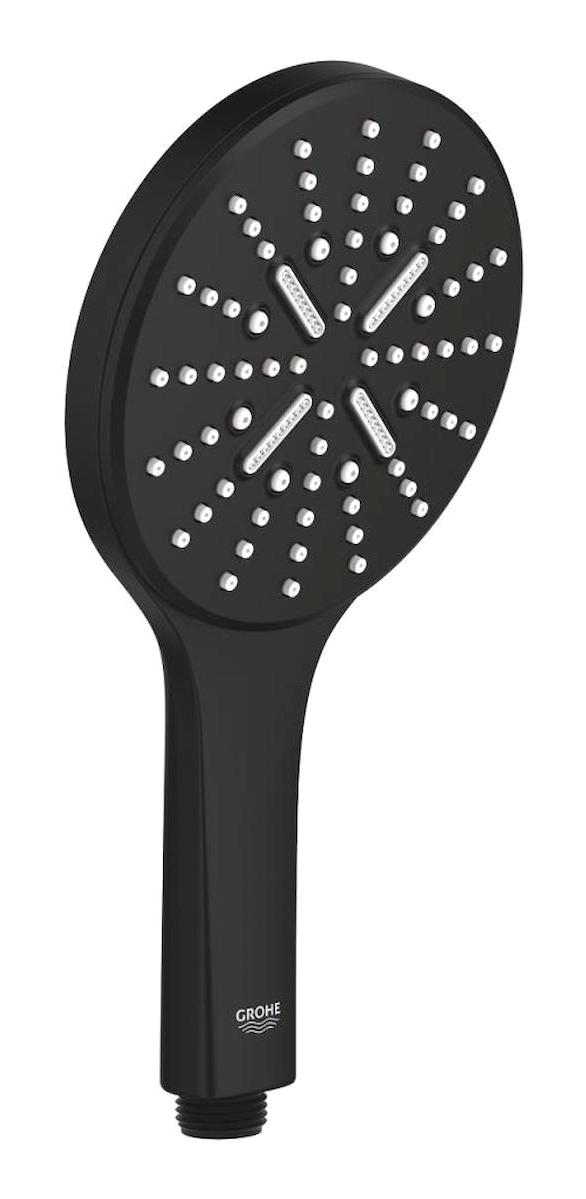 Grohe SmartActive Phantom Krom 3 Fonksiyonlu Arıtmalı Yuvarlak Sprey El Duş Başlığı Siyah