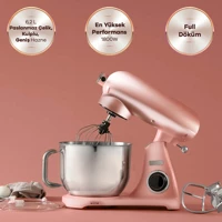 Karaca Powercast Chef Döküm 1800 W 6.2 lt Stand Hamur Yoğurma ve Mutfak Şefi Rose Gold
