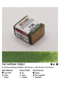 Şemse El Yapımı Sanatsal 12 Tava Yaprak Yeşili Taş Sulu Boya