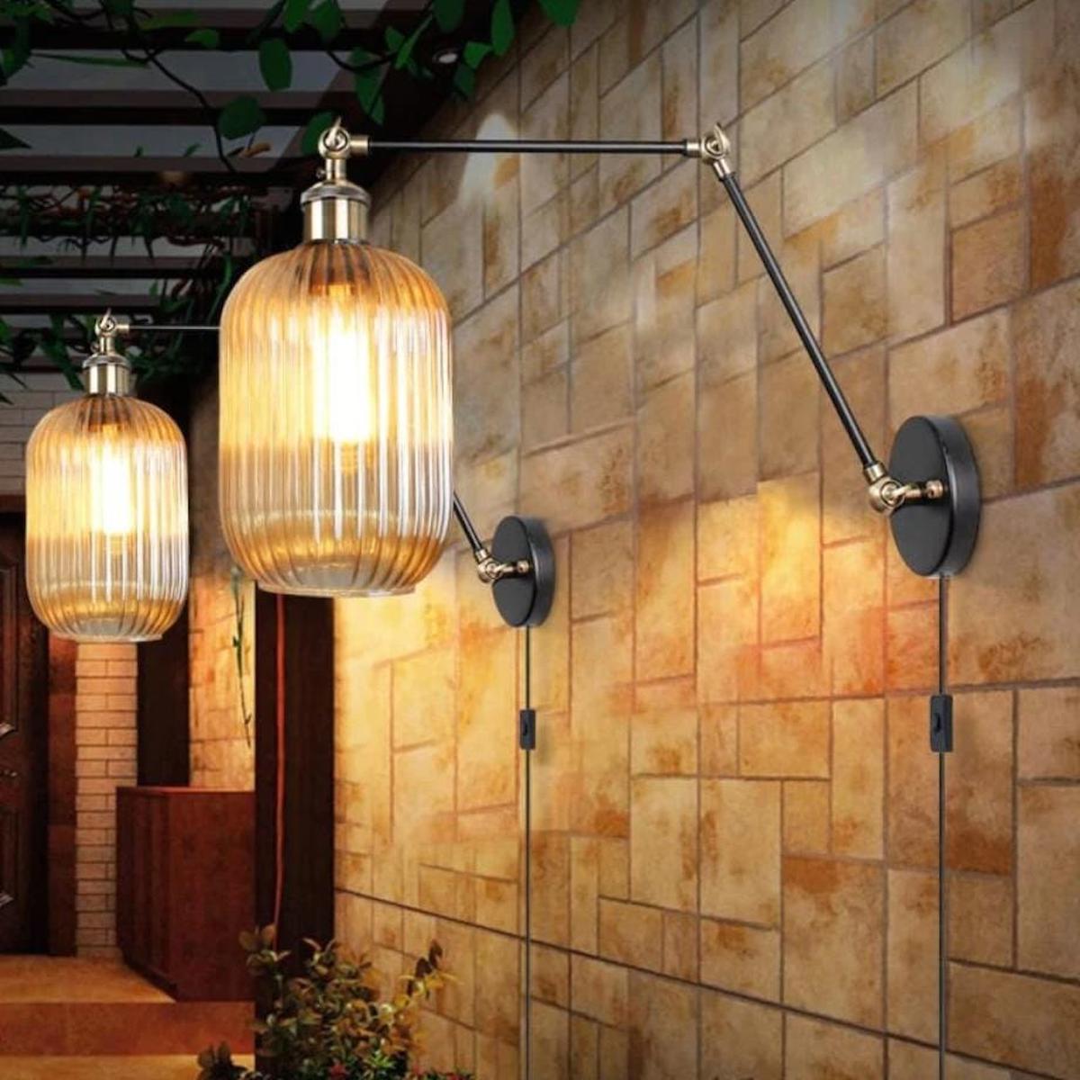Mylights Rustik Tekli Cam Aplik Siyah