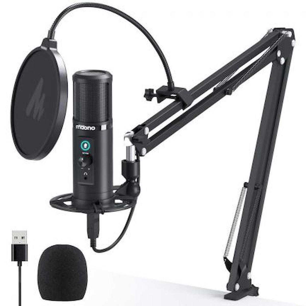 Maono PM422 Profesyonel Condenser Kablolu Yayıncı USB Masaüstü Mikrofonu Siyah