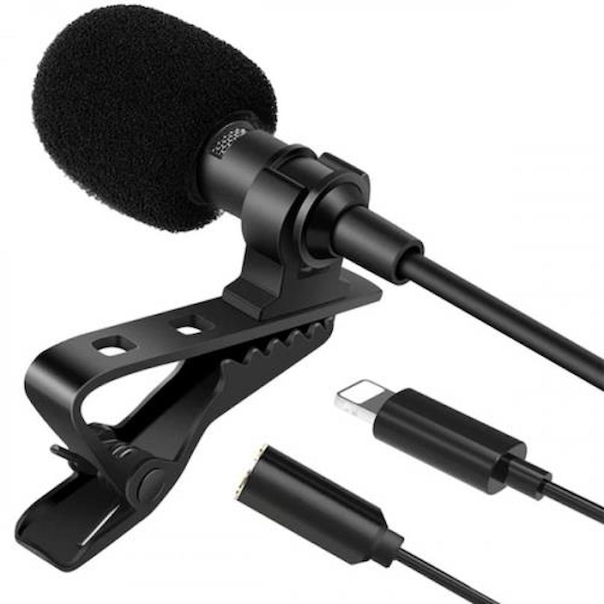 Coofbe Condenser 3.5 mm Kablolu Yayıncı Oyuncu Yaka Mikrofonu Siyah