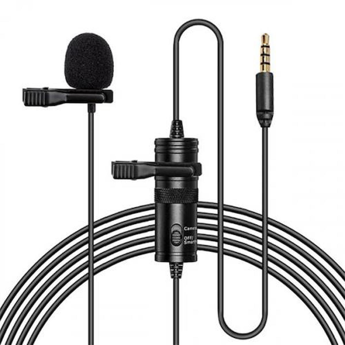 Coofbe Profesyonel Condenser 3.5 mm Kablolu Yayıncı Yaka Mikrofonu Siyah