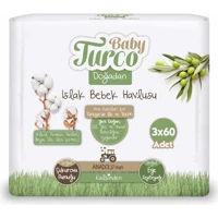 Baby Turco Doğadan 60 Yaprak 3'lü Paket Islak Mendil