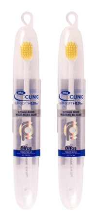 Difaş Pro clinic Slim Soft Kapaklı Yumuşak Manuel Diş Fırçası Sarı