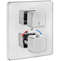 Eca Termostatik 102167216-kde Krom Çift Delikli Çevirmeli Ankastre Banyo Bataryası Gümüş