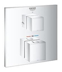 Grohe Grohtherm 24154000 Krom Çift Delikli Çevirmeli Ankastre Banyo Bataryası Gümüş