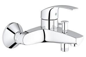 Grohe Eurosmart Metal Çift Delikli Aç Kapa Kare Banyo Bataryası Gümüş
