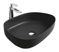 Paluci Duru Tekli 55 cm Porselen Asimetrik Lavabo Siyah