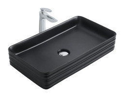 Paluci Arte Plus Tekli 68 cm Porselen Dikdörtgen Lavabo Siyah