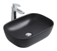 Paluci Jasmine Tekli 46 cm Porselen Dikdörtgen Lavabo Siyah