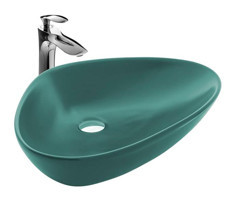 Paluci Doğa Tekli 58 cm Porselen Asimetrik Lavabo Yeşil