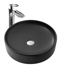 Paluci Calvin Tekli 43 cm Porselen Yuvarlak Lavabo Siyah