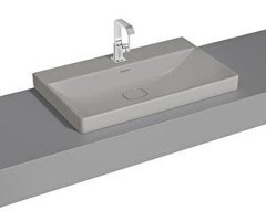 Vitra Metropole 7527b0760973  Tekli 80 cm Seramik Dikdörtgen Lavabo Gri