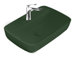 Paluci Enzo Tekli 44 cm Porselen Dikdörtgen Lavabo Yeşil