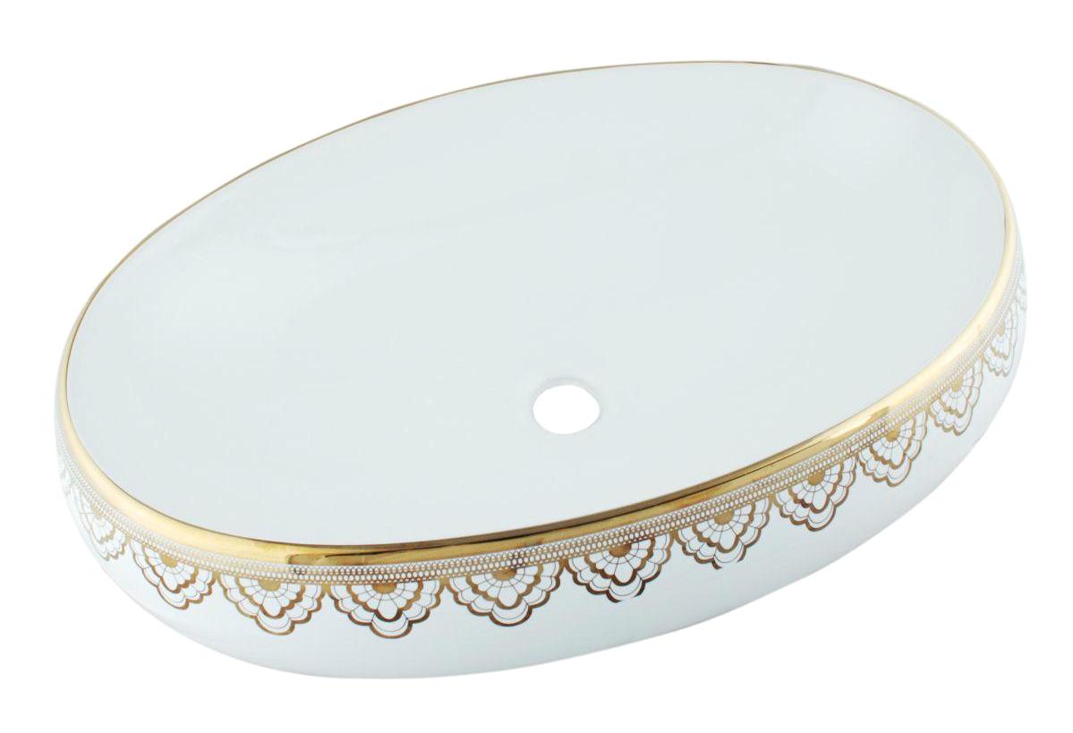 Fkn Lpd Tekli 570 cm Seramik Oval Lavabo BeyazGold