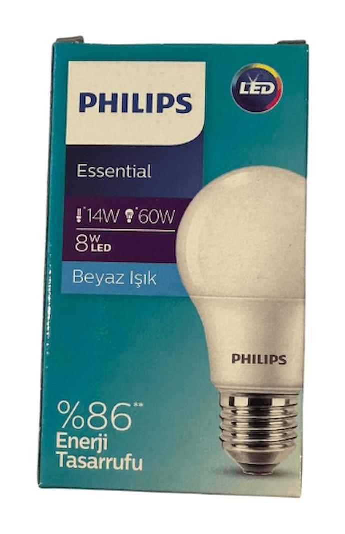 Philips Essential 60 W Tasarruflu Beyaz E27 Armut Led Ampul 5 Adet