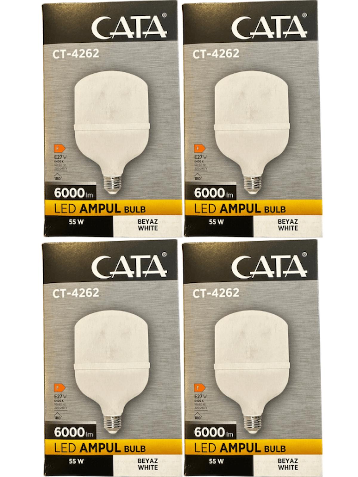 Cata CT-4262 55 W Beyaz E27 Armut Led Ampul 4 Adet