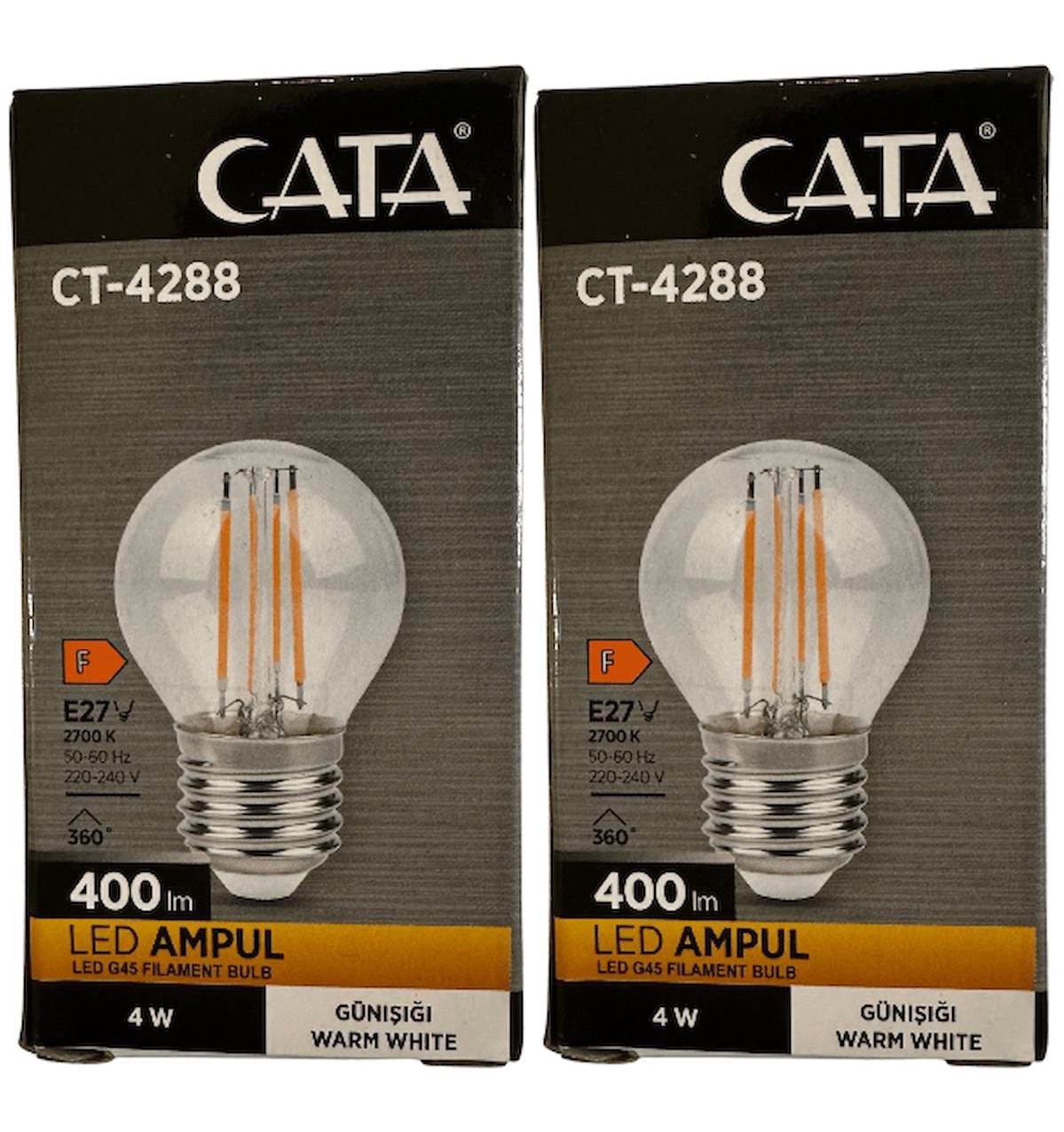 Cata CT-4288 4 W Tasarruflu Sarı E27 Armut Led Ampul 2 Adet