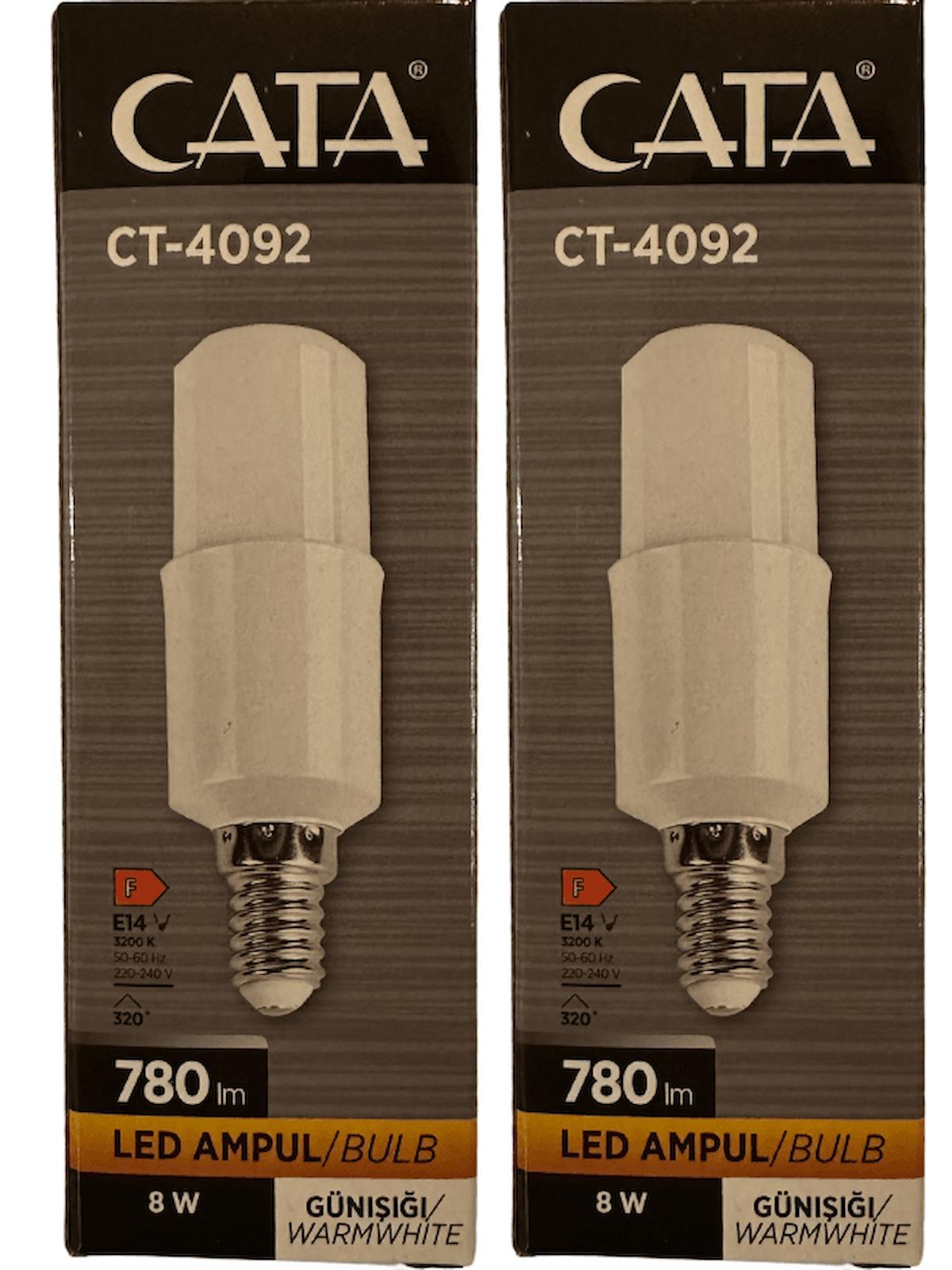 Cata CT-4092 8 W Tasarruflu Gün Işığı E14 Armut Led Ampul 2 Adet