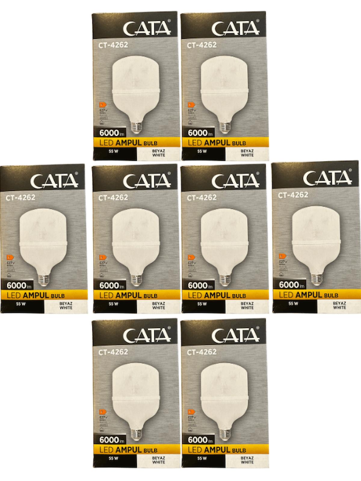 Cata CT-4262 55 W Beyaz E27 Armut Led Ampul 8 Adet