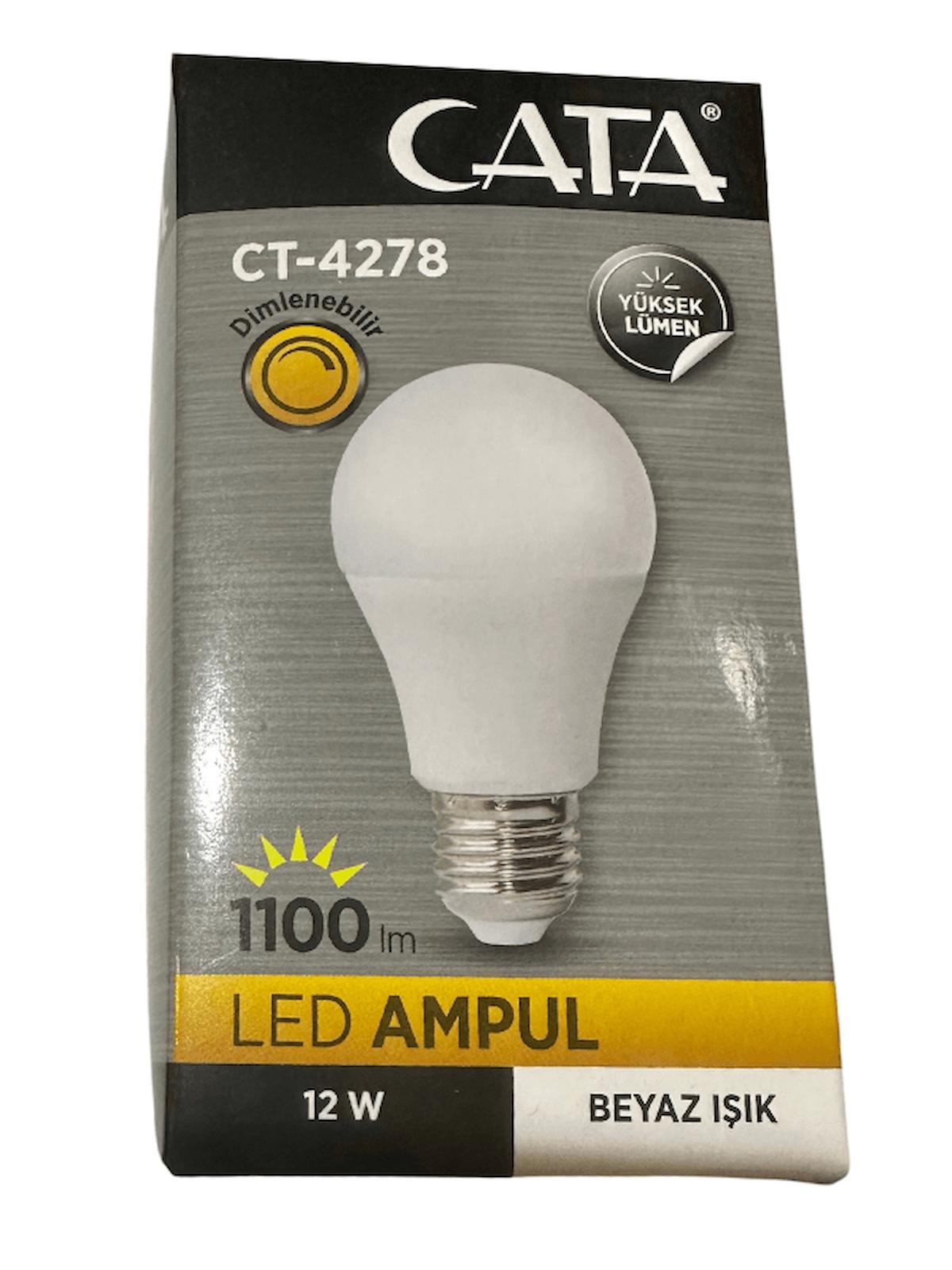 Cata CT-4278 12 W Tasarruflu Beyaz E27 Armut Led Ampul 4 Adet