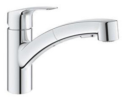 Grohe Eurosmart-30305001 Spiralli Çift Girişli Aç Kapa Eviye Bataryası Gümüş