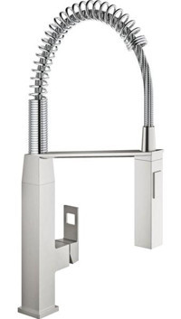 Grohe Eurocube-31395000 Spiralli Tek Girişli Aç Kapa Eviye Bataryası Gümüş