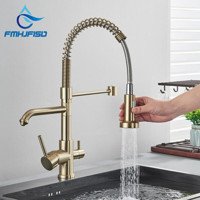 Oem Dual Flow Arıtmalı Spiralli Çift Girişli Aç Kapa Eviye Bataryası Altın