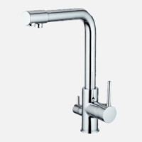 BanyoNatural B-052 Arıtmalı Çift Girişli Aç Kapa Eviye Bataryası Gümüş