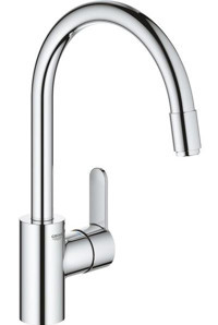 Grohe Eurost Cosmopolitan-31126004 Spiralli Çift Girişli Aç Kapa Eviye Bataryası Gümüş