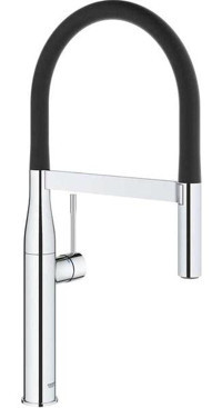 Grohe Fonk Essence Krom-30294000 Spiralli Çift Girişli Aç Kapa Eviye Bataryası Siyah
