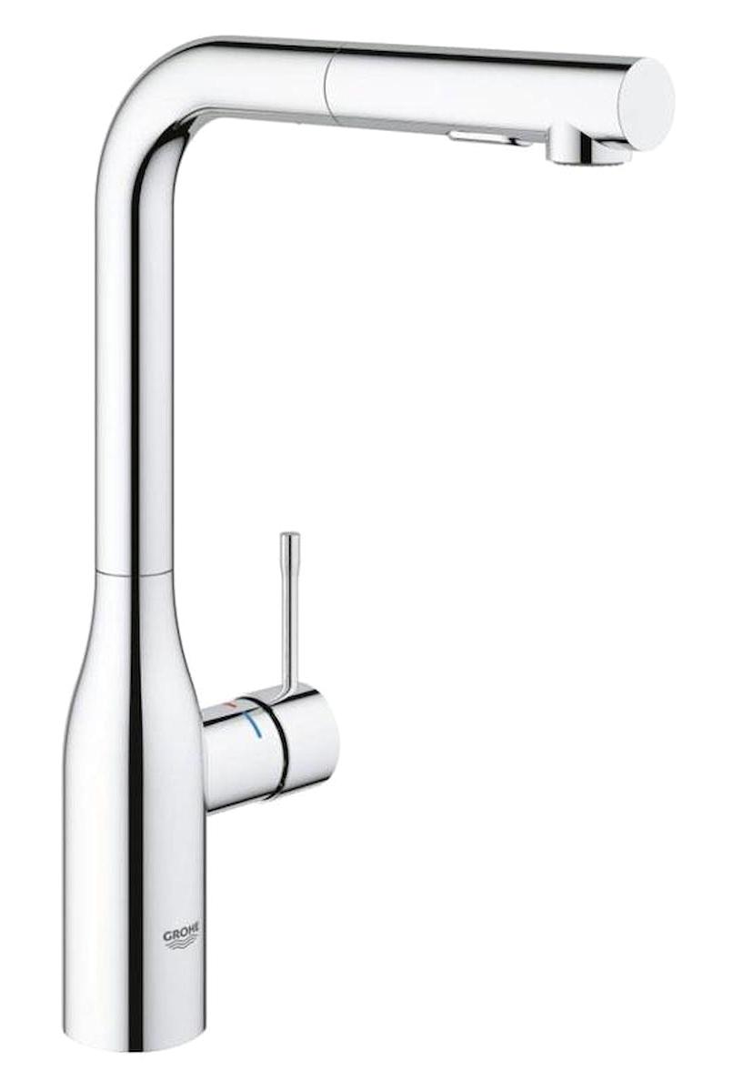 Grohe Essence-30270000 Spiralli Kuğu Çift Girişli Aç Kapa Eviye Bataryası Gümüş