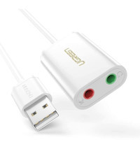 Ugreen USB 3.5 mm Çift Girişli Harici Ses Kartı Beyaz