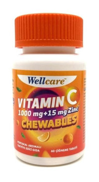 Wellcare Vitamin C Çinko Mandalina Yetişkin Vitamin 60 Tablet
