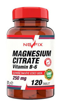 Nevfix Magnezyum Citrate Vitamin B6 Aromasız Yetişkin Vitamin 120 Tablet