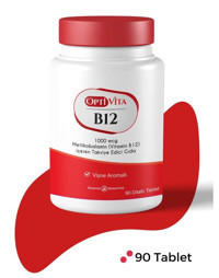 Optivita Vitamin B12 Metilkobalamin Vişne Yetişkin Vitamin 90 Tablet