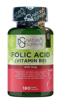 Nature'S Supreme Folic Acid Aromasız Yetişkin Vitamin 180 Kapsül
